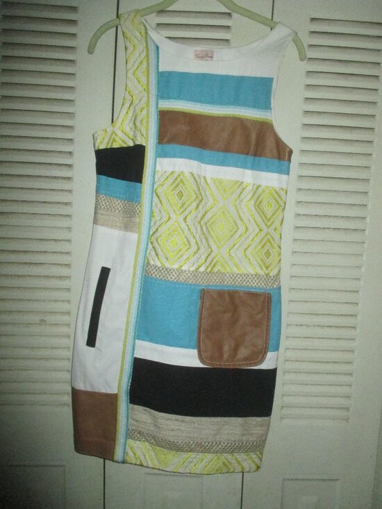 Tracy Reese Dresses & Skirts - RARE Tracy Reese Mixed Media Leather & Silk Patchwork Sheath Dress - Size 8